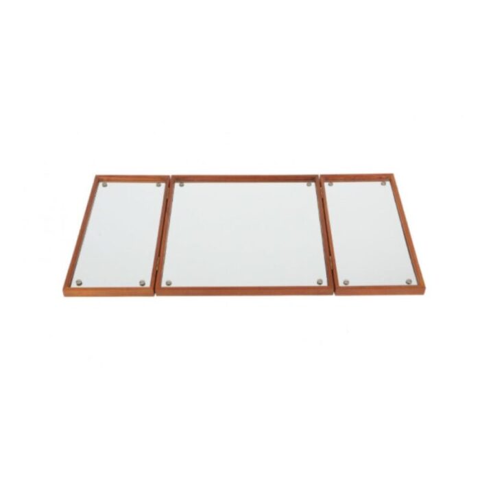 teak wood triple sid mirror by peter hvidt for orla molgaard nielsen 1