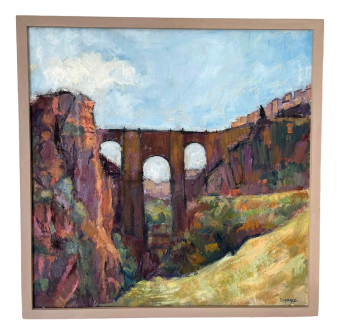 thea dupays el tajo gorge and bridge at ronda andalucia spain 1990s oil on canvas 6645