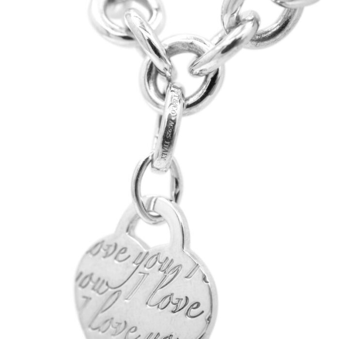 tiffany and co 925 sterling silver i love you heart tag pendant necklace 6117