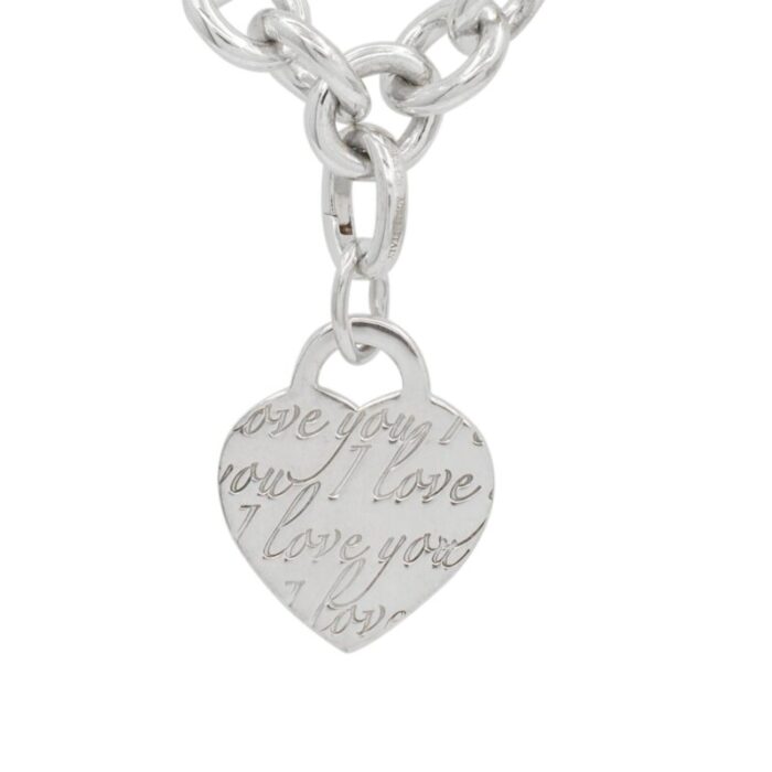 tiffany and co 925 sterling silver i love you heart tag pendant necklace 6204