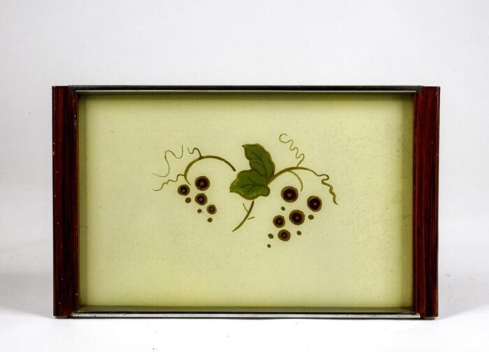 tray with painting of grapes and leaves 1970s 1