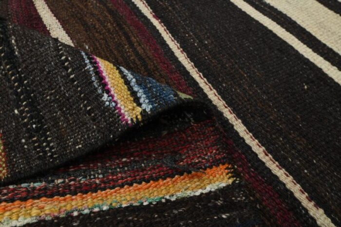 turkish beige and black striped rug 1960s 7