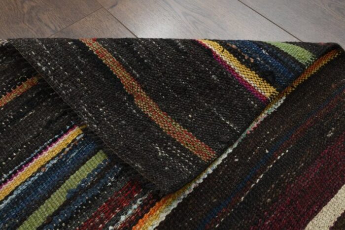 turkish beige and black striped rug 1960s 9