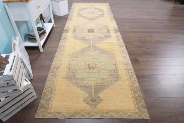 turkish bohemian handmade runner rug in gold 7