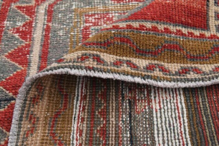 turkish distressed red beige and brown runner rug 9