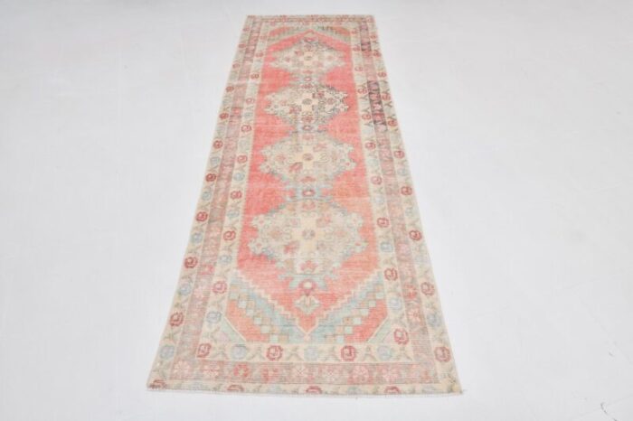 turkish faded color runner rug 1962s 1