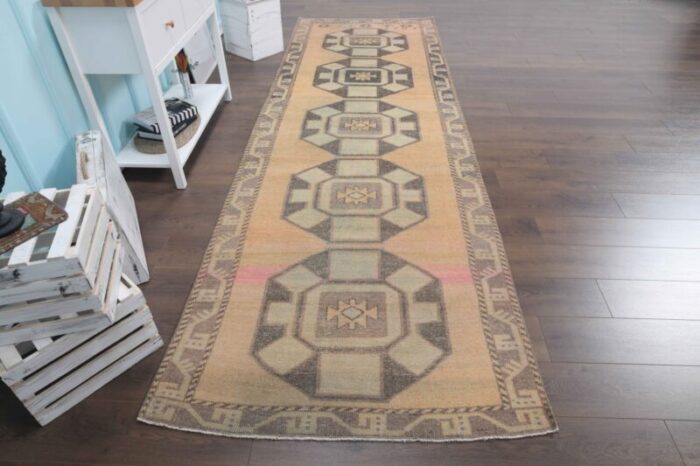 turkish handmade colorful wool bordered runner rug 7