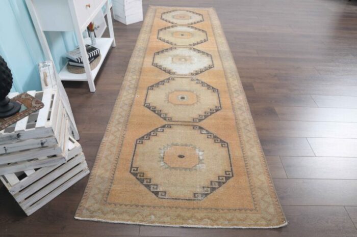 turkish handmade orange runner rug 7