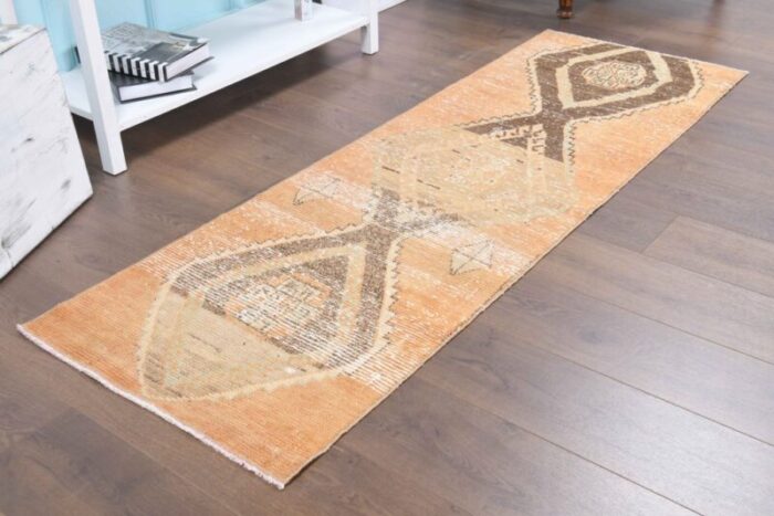 turkish handmade runner rug in burnt orange 4