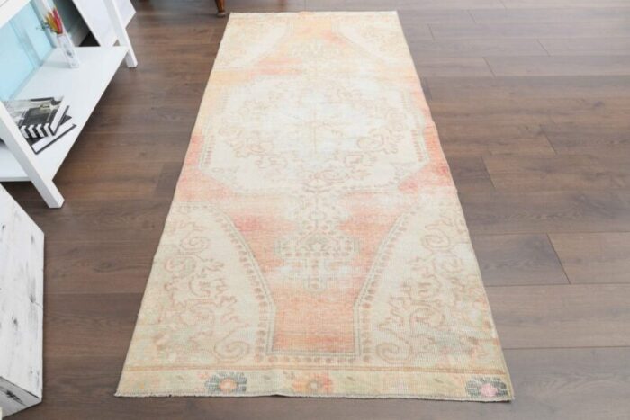 turkish handmade runner rug in faded orange 1