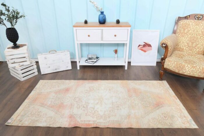 turkish handmade runner rug in faded orange 3