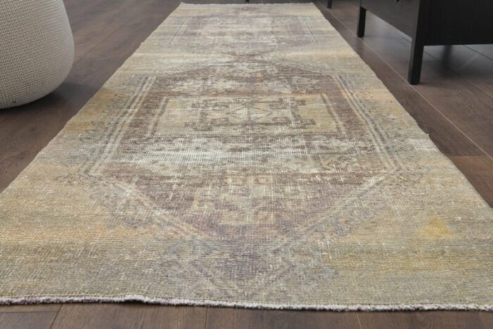 turkish handmade wool oushak runner rug in orange 1930s 2