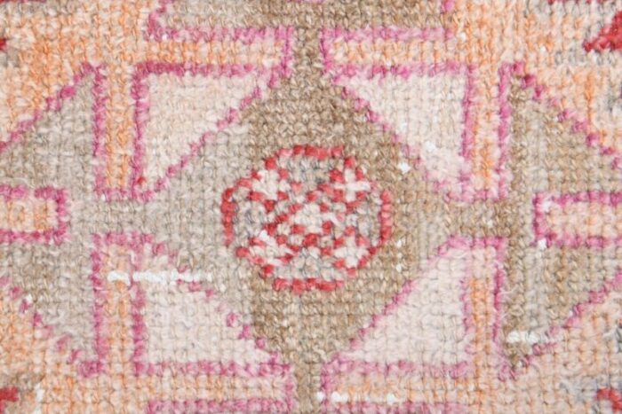 turkish handmade wool oushak runner rug in pink 10