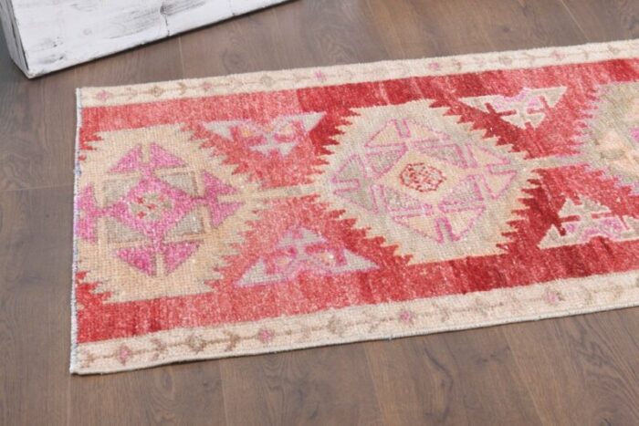 turkish handmade wool oushak runner rug in pink 5