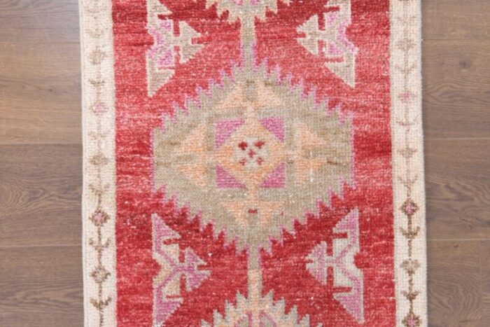 turkish handmade wool oushak runner rug in pink 7