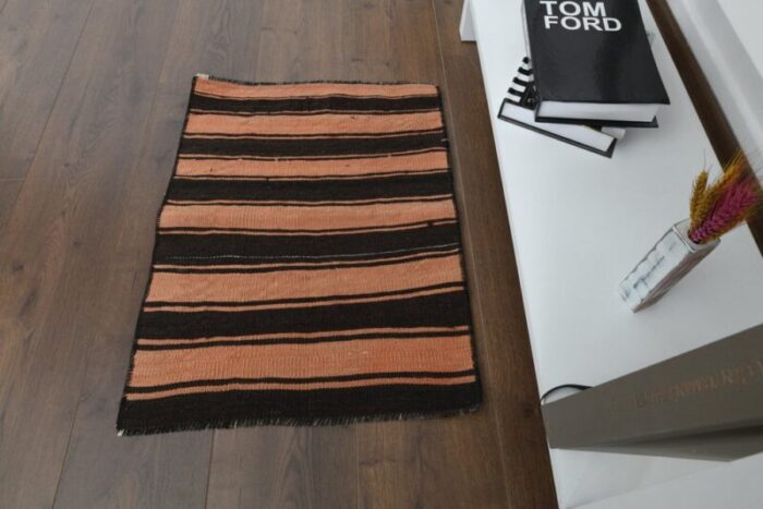 turkish kilim brown rug 1960s 5