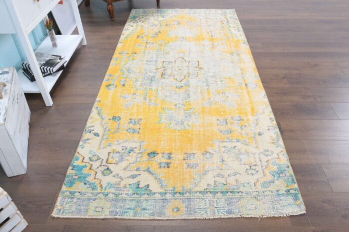 turkish multicolored handmade oushak rug 2