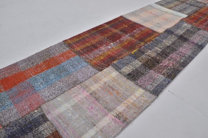 turkish natural wool kilim runner rug 1960s 2180