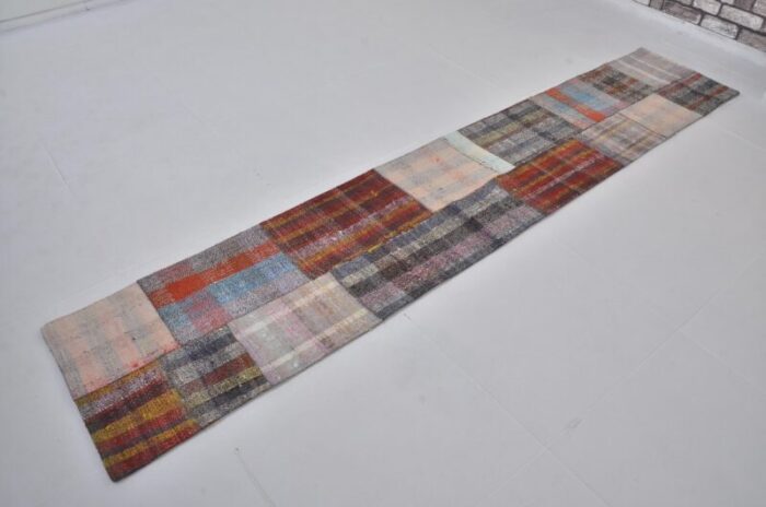 turkish natural wool kilim runner rug 1960s 2235