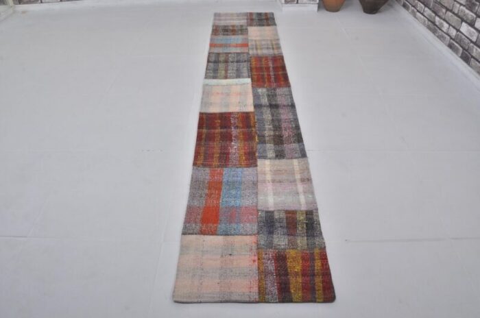 turkish natural wool kilim runner rug 1960s 2345