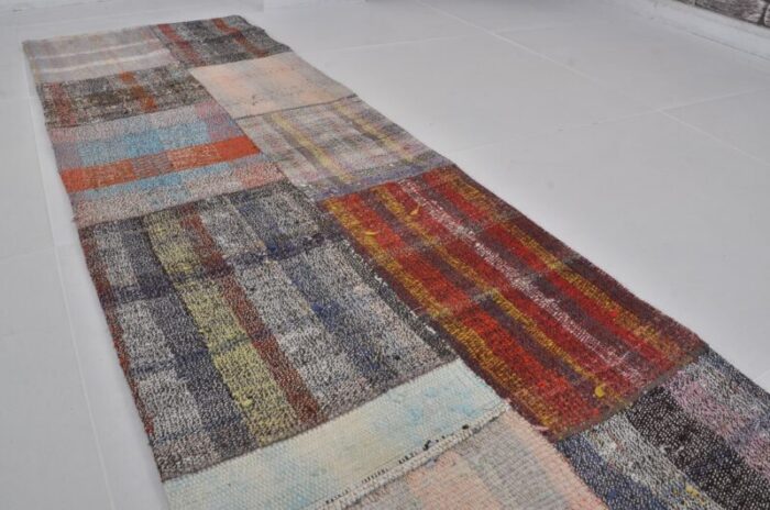 turkish natural wool kilim runner rug 1960s 4359