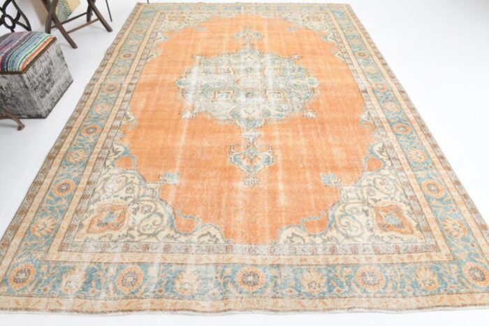 turkish orange wool rug 1960s 4