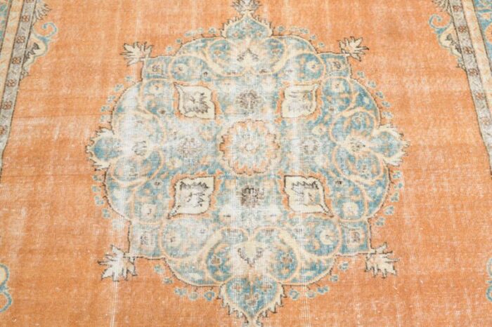 turkish orange wool rug 1960s 7