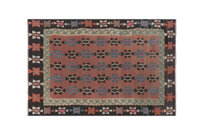 turkish vibrant colors striped kilim rug 1970s 2