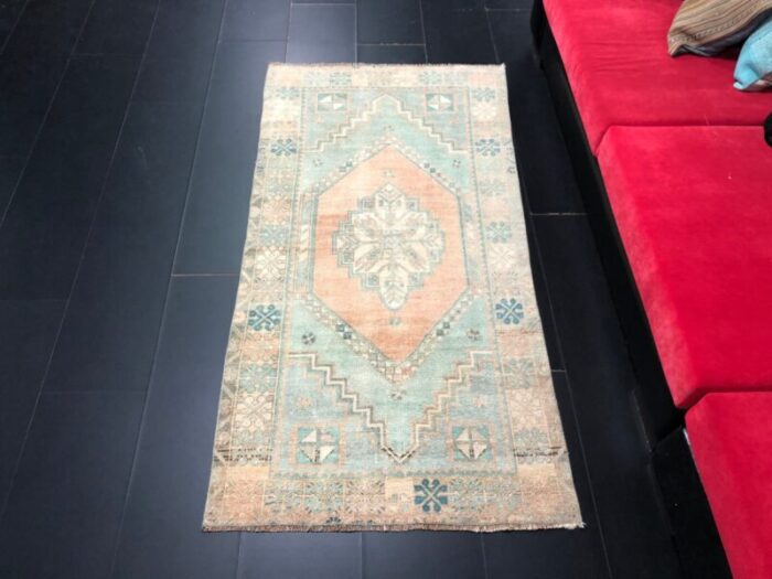 turqoise and orange handmade oushak rug 2