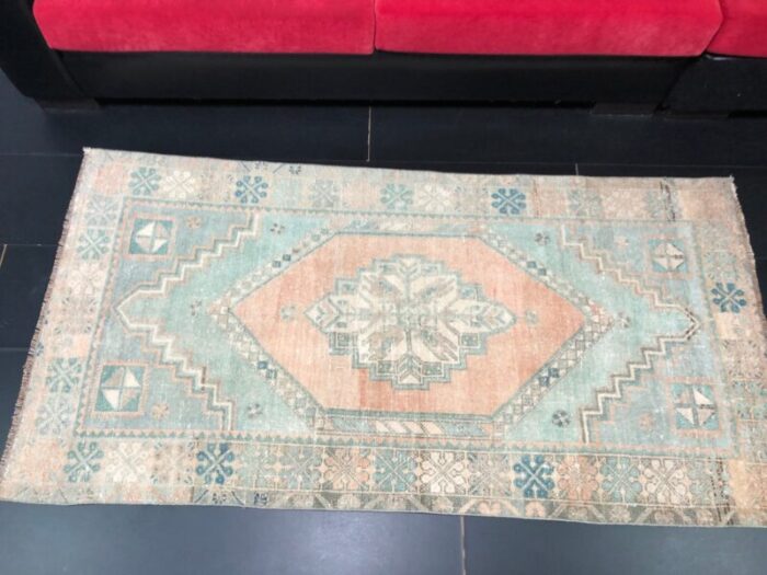 turqoise and orange handmade oushak rug 8