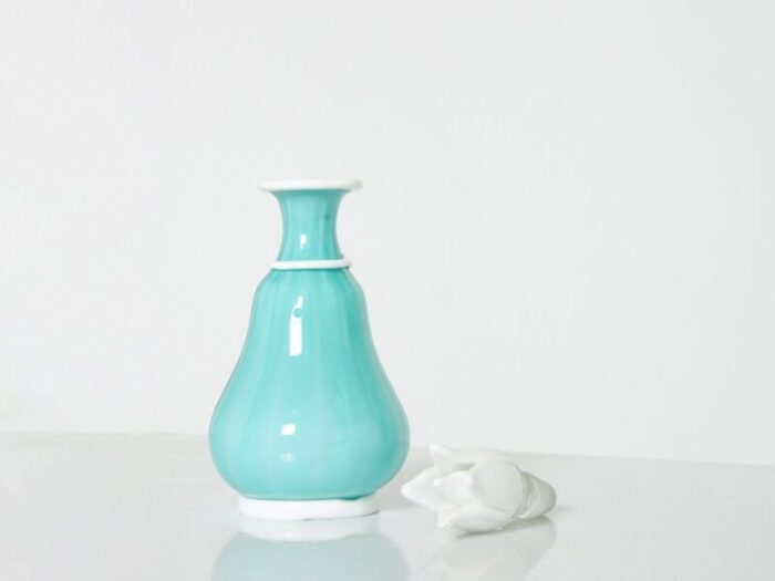 turquoise opal glass bottle flacone with stopper from barovier toso 1950s 6