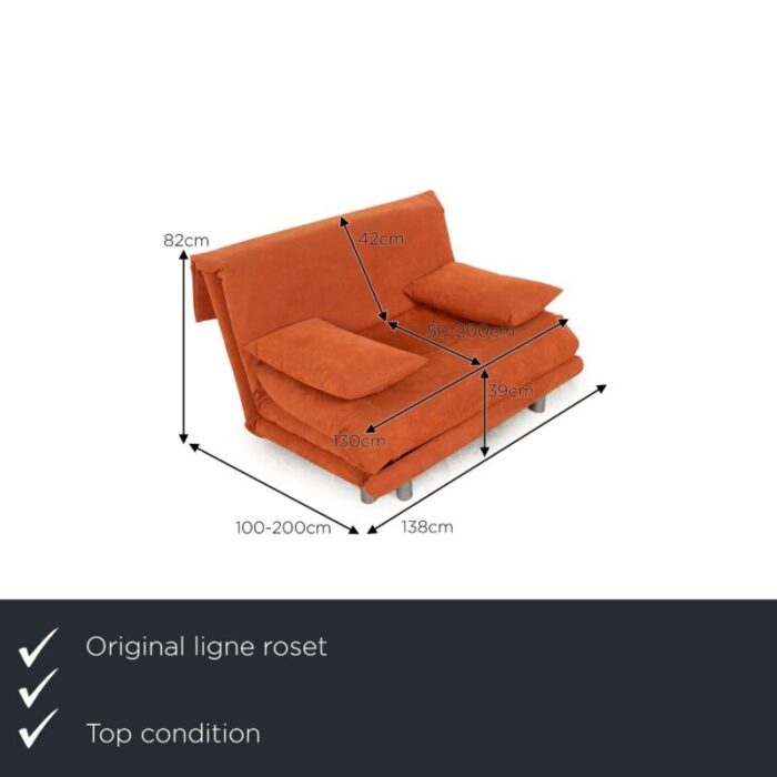 two seater orange terracotta sofa from ligne roset 4795