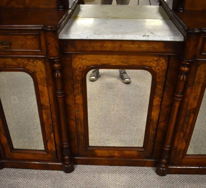 victorian walnut inlaid mirror back sideboard 1880s 0963