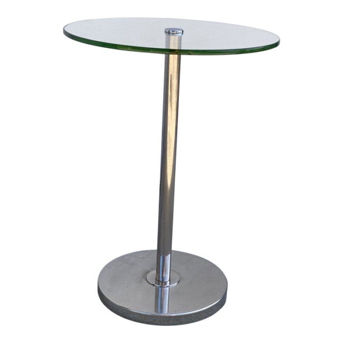 vintage 1940s bauhaus chrome and glass side table 9923