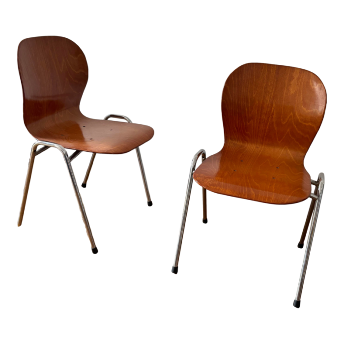 vintage 1960s tubax pagholz bent wood school chairs a pair 2716