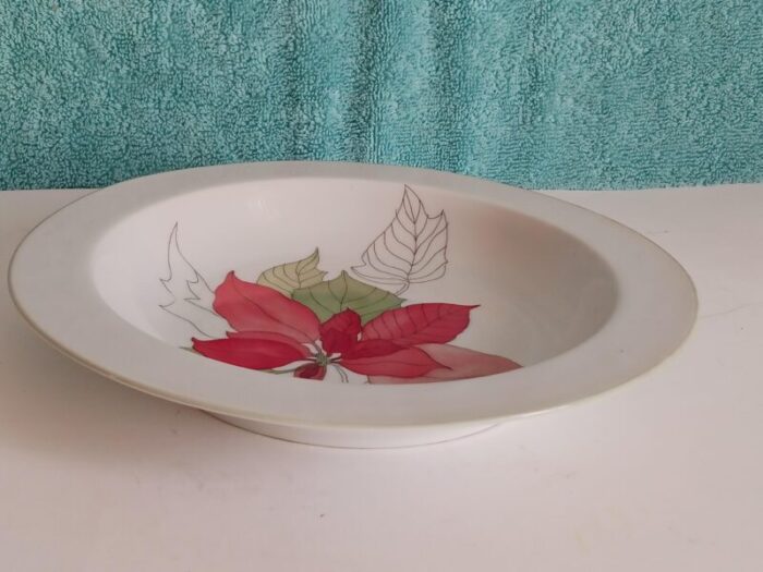 vintage 1982 christmas holiday 4 soup bowls poinsettia by block portugal 3489