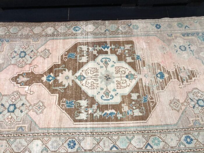 vintage anatolian antique faded oushak rug 7