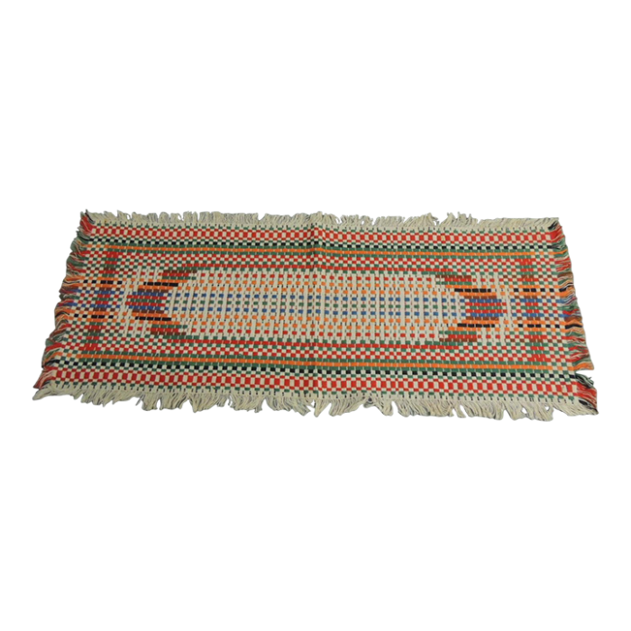 vintage anatolian orange and red woven table runner 5471