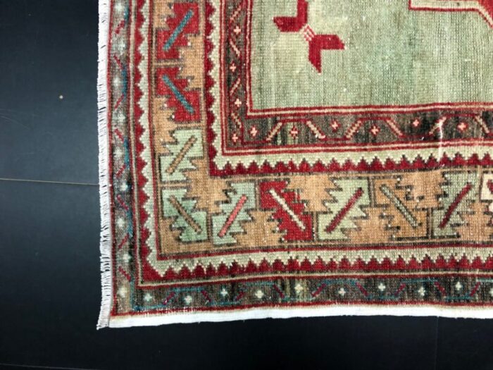 vintage anatolian red and green ousha rug 8