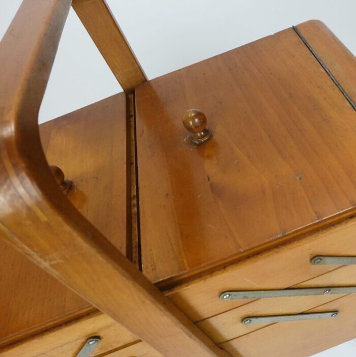 vintage art deco sewing box in cherry wood 1930s 6491