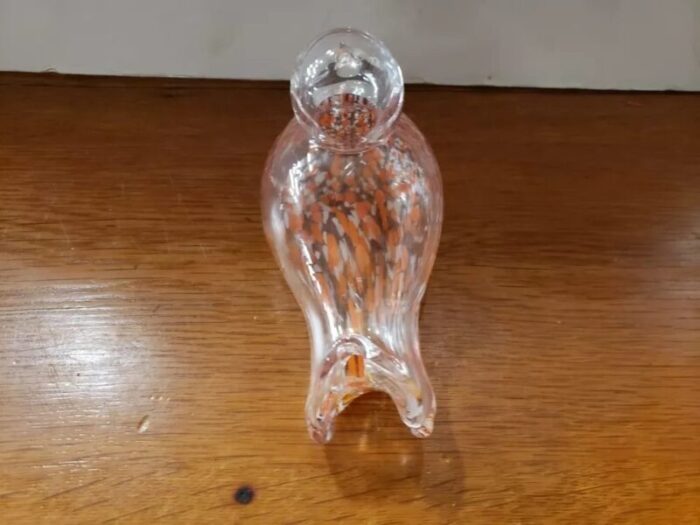 vintage art glass bird or duck clear orange and white 8253