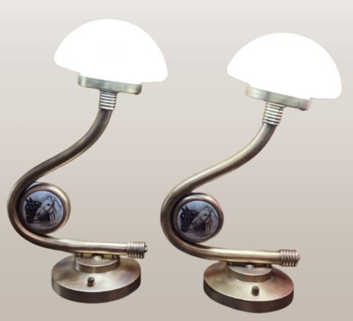 vintage art nouveau table lamps 1940 set of 2 4822