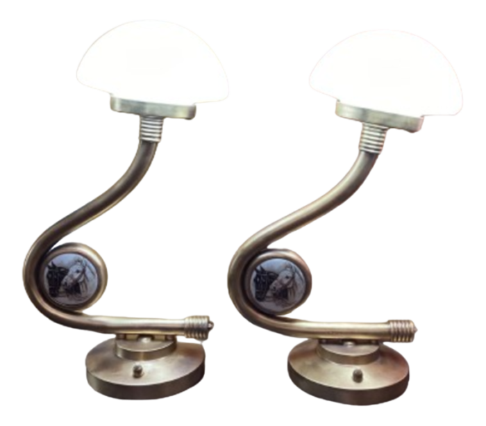 vintage art nouveau table lamps 1940 set of 2 9489