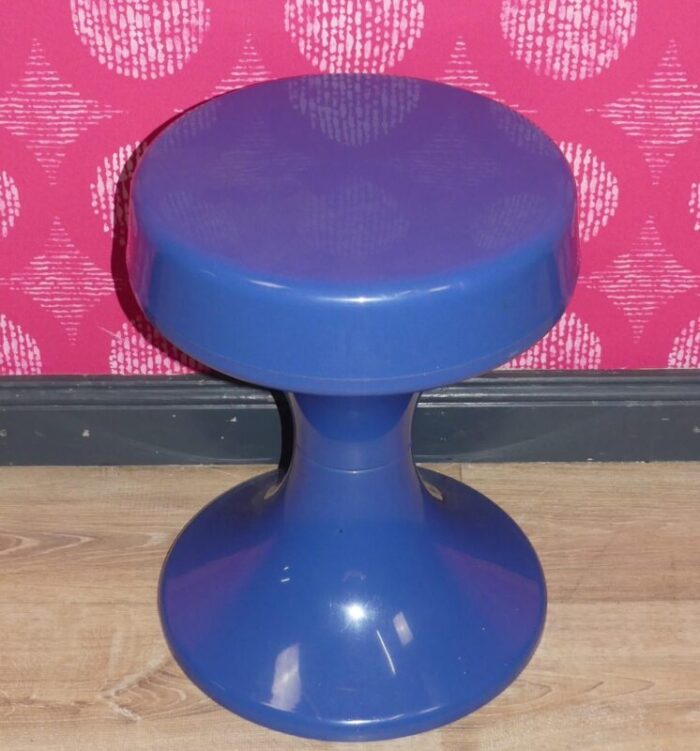 vintage bathroom stool by emsa blau 1970s 5566