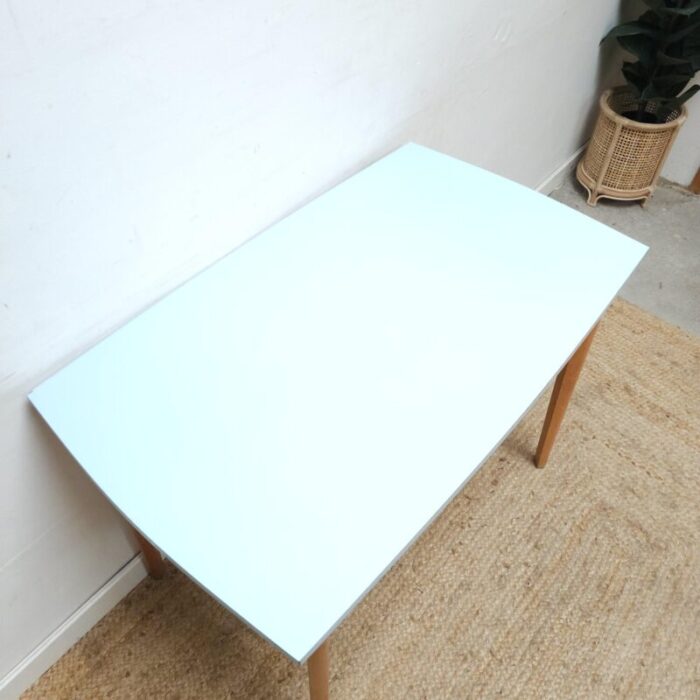 vintage blue formica table 1960s 0066