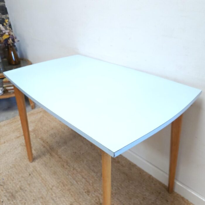 vintage blue formica table 1960s 4828