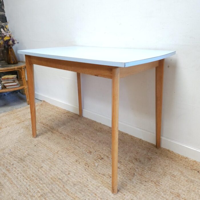 vintage blue formica table 1960s 5929