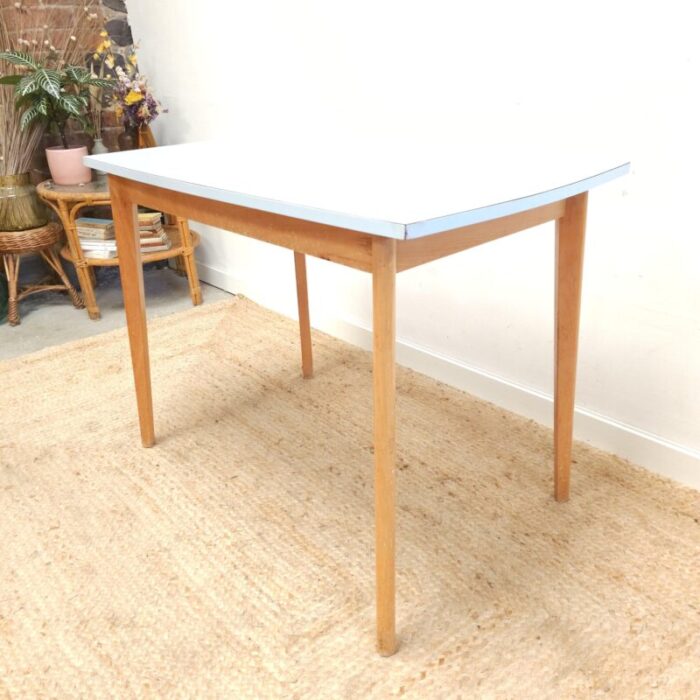 vintage blue formica table 1960s 8269