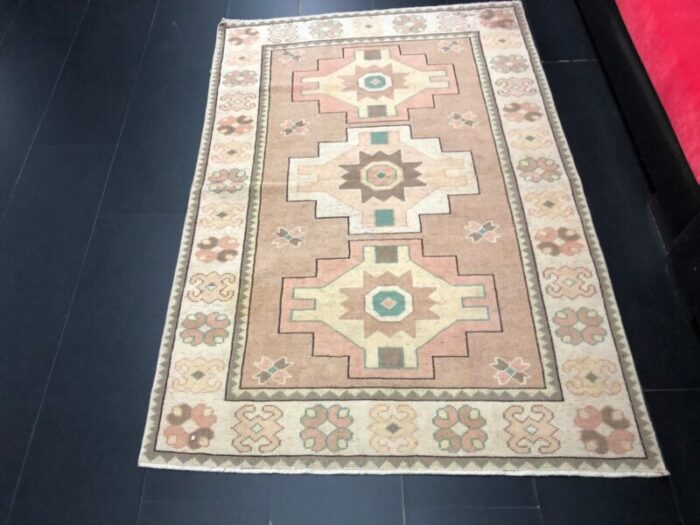 vintage brown boho and eclectic oushak rug 3