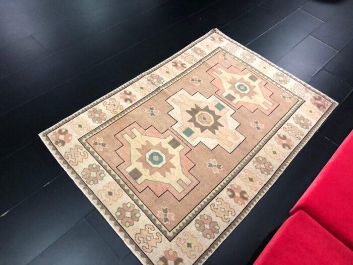 vintage brown boho and eclectic oushak rug 4